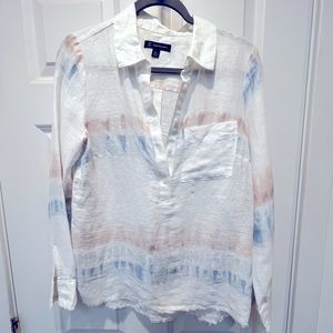 INC International Concepts 100% linen top. Size Petite Medium